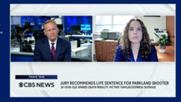 Julia Jayne appears on CBS News Primetime with John Dickerson to discuss the Parkland Shooting verdict in Florida