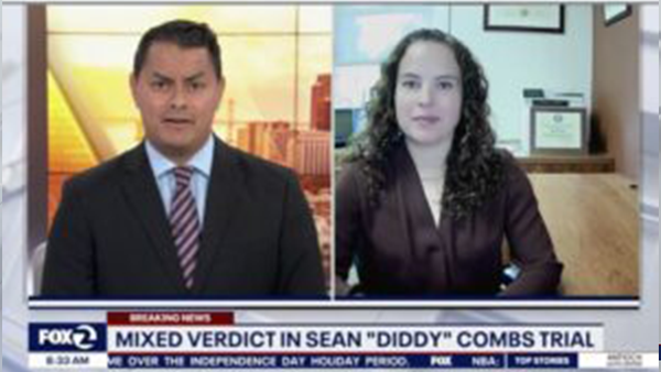 Julia Jayne was featured on KTVU Fox 2 Local News to break down the Sean “Diddy” Combs verdict in New York district court